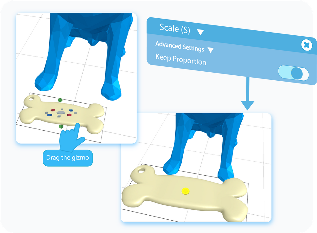 Toggle to enable the Keep Proportion option in the Advanced Settings of the Scale tool